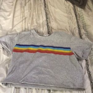 Gray and rainbow cropped tee